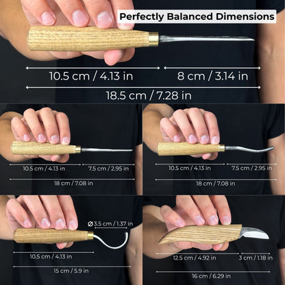 5-Piece Spoon Carving Tool Set with Leather Strop and Case