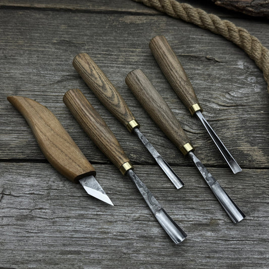 5-Piece Wood Carving Set – Whittling Knife & Gouges