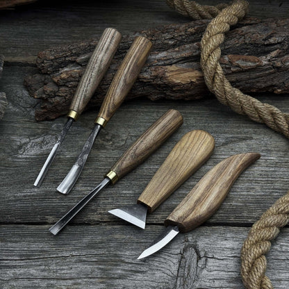 5-Piece Wood Carving Tool Set – Carving Knives, Chisels & Gouges