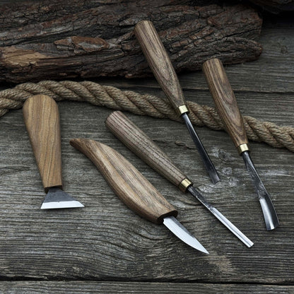 5-Piece Wood Carving Tool Set – Carving Knives, Chisels & Gouges