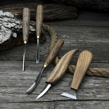 5-Piece Wood Carving Tool Set – Carving Knives, Chisels & Gouges
