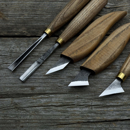 5-Piece Wood Carving Tool Set with Sharpening Board