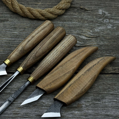 5-Piece Wood Carving Tool Set with Sharpening Board