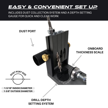 Massca M1 Aluminum Pocket Hole Jig System  (Upgraded Triple Pilot Hole )