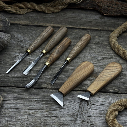 6-Piece Wood Carving Tool Set – Knives, Gouges & Chisels for Detail Work
