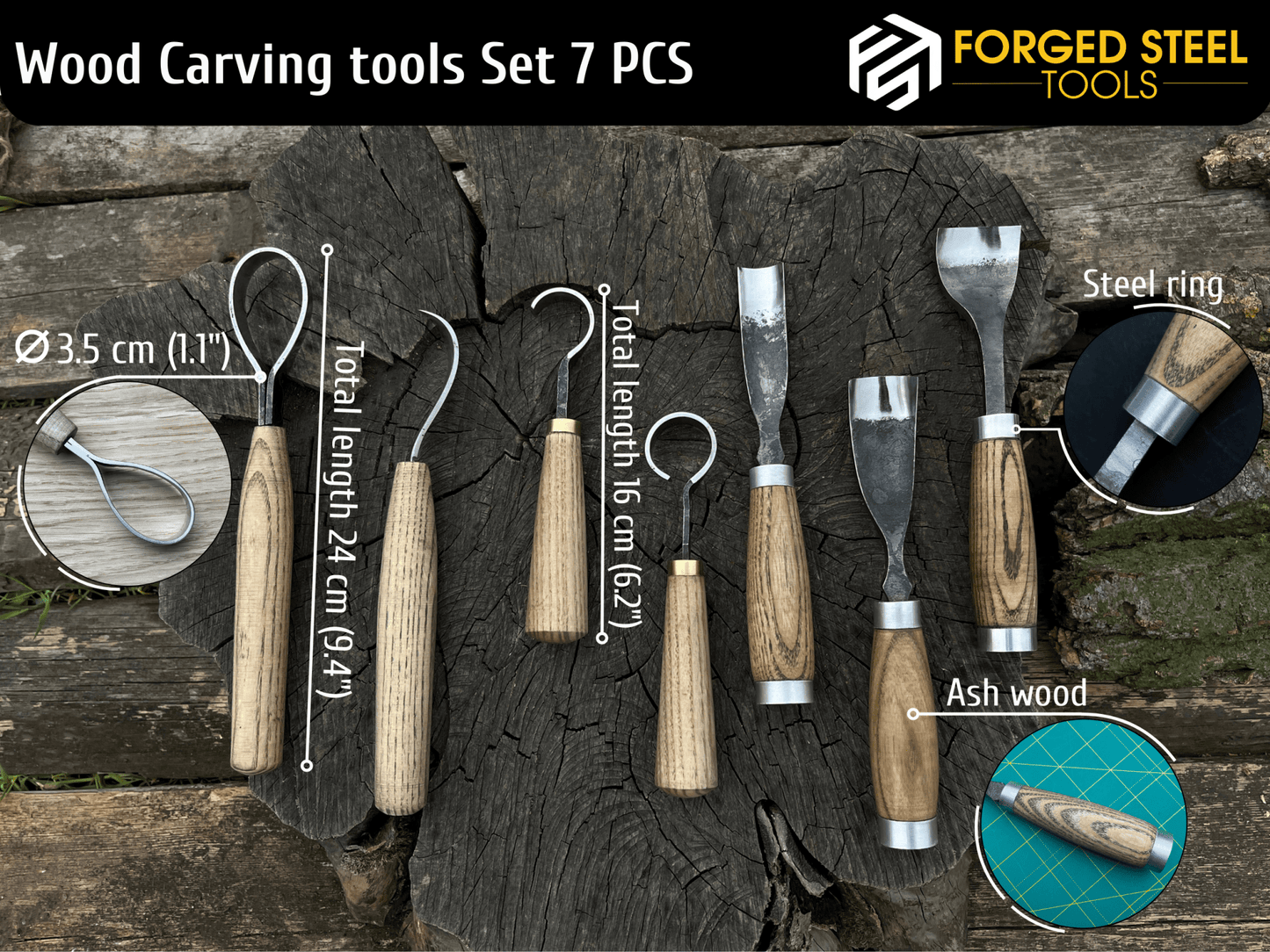 7-Piece Spoon/Bowl Carving Tool Set