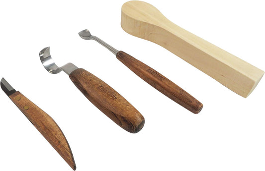 Narex 3 Piece Spoon Carving Set with Gouge, Double Edge Hook Knife and Carving Knife