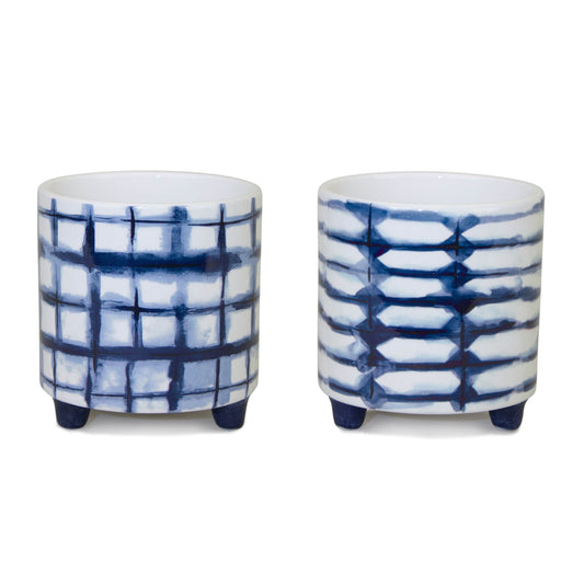 Tie-Dye Design Footed Planter (Set of 2)