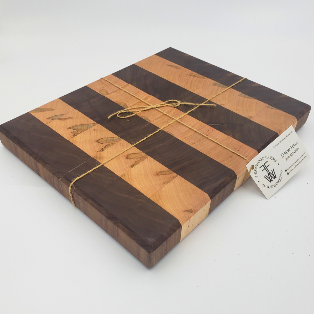 Walnut and Ambrosia Maple Off Cut End Grain Cutting Board