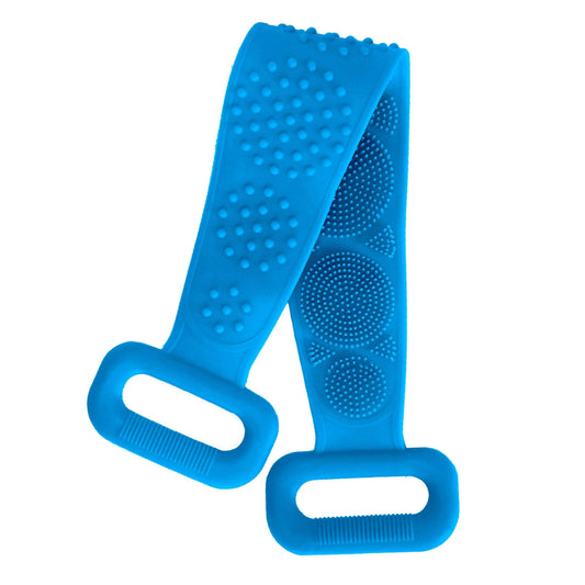 Exfoliating Silicone Body Scrubber Belt with Massage Dots - Shower Strap Brush with Adhesive Hook