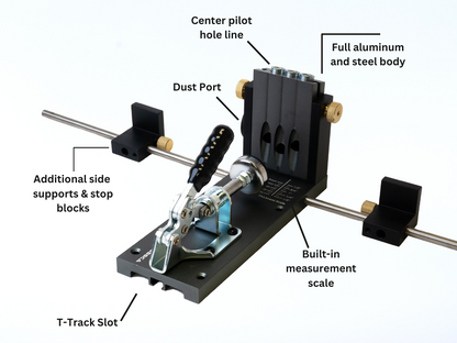 Massca M2 PRO Aluminum Pocket Hole Jig System  (Upgraded Triple Pilot Hole )