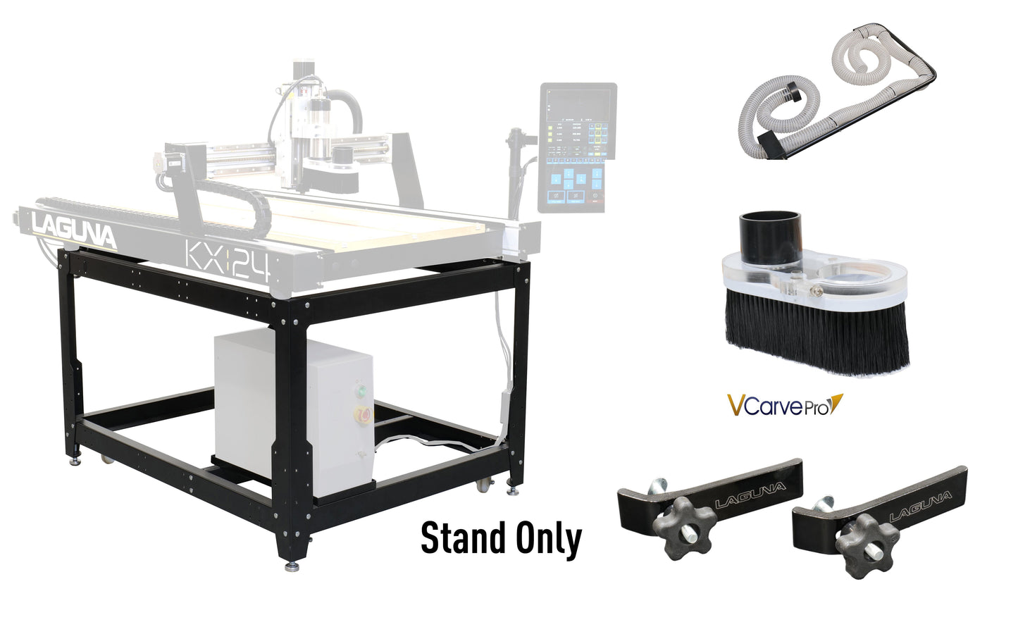 KX:24 Bundle 2: Mobile Stand, Overhead Dust Kit, Dust Shoe, 2 Clamps, V Carve Pro