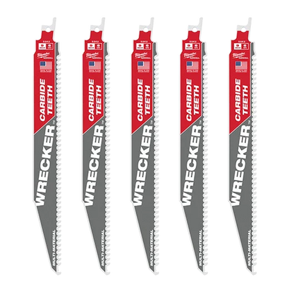 Milwaukee 48-00-5542 9" 6 TPI THE WRECKER™ with Carbide Teeth SAWZALL® Blade 5 PK