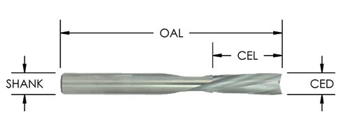 S/C O Fl Slow Spiral 2 Fl 1/4 Cd X 3/4 Cl X 1/4 Sh