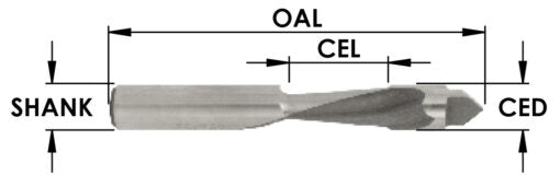 3/8" Hss M2 Spiral Panel Pilot X 3/4"Clx3/8 Sh X1Fl