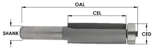 C/T 2 Fl Dshear F/T, 3/4" Dia X 1-1/2 Cl X 1/2 Sh X 3-1/2 Oal