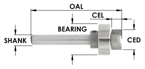 Temp Bit, 1/2" Dia X 1/4" Cel X 1/4" Shk X 3/4 Bearing