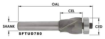 Sc Flush Trim Bit 2+2 Compression 7/8 Cd X 1 1/8 Cl X 1/2 Shk X 3-15/16 Oal(Bearing Sbe124)