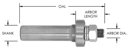 1/2 Shk Arbor For Slotting Cutters W/Nut & Wash