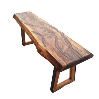 Vesuvius Flow, Fractal Burning Bench with Chestnut legs