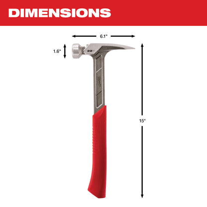 Milwaukee 48-22-9022 22 oz Milled Face Framing Hammer