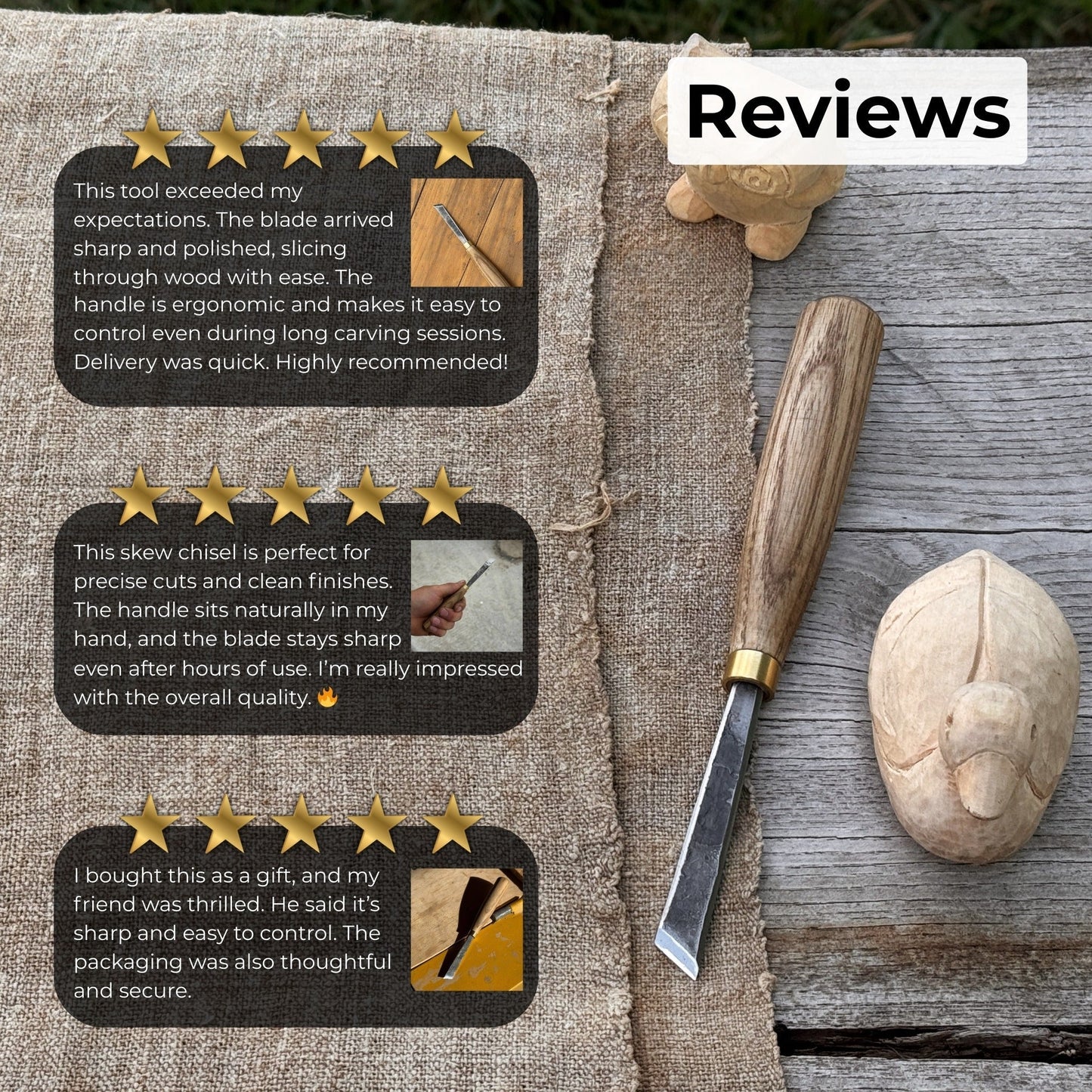 Angled Bevel Carving Chisel – 10 mm (0.39 inches)