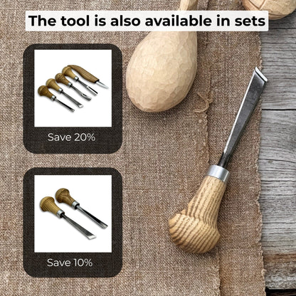 Angled Bevel Carving Chisel with Palm Handle – 10 mm (0.39 inches)