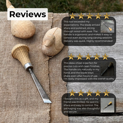 Angled Bevel Carving Chisel with Palm Handle – 10 mm (0.39 inches)