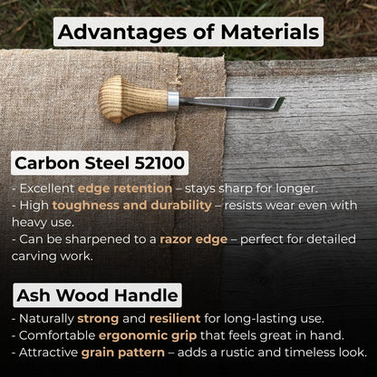 Angled Bevel Carving Chisel with Palm Handle – 10 mm (0.39 inches)