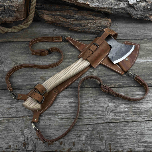 Chopping Axe with Leather Back Carry Pouch, 1.05 kg (2.2 lb)