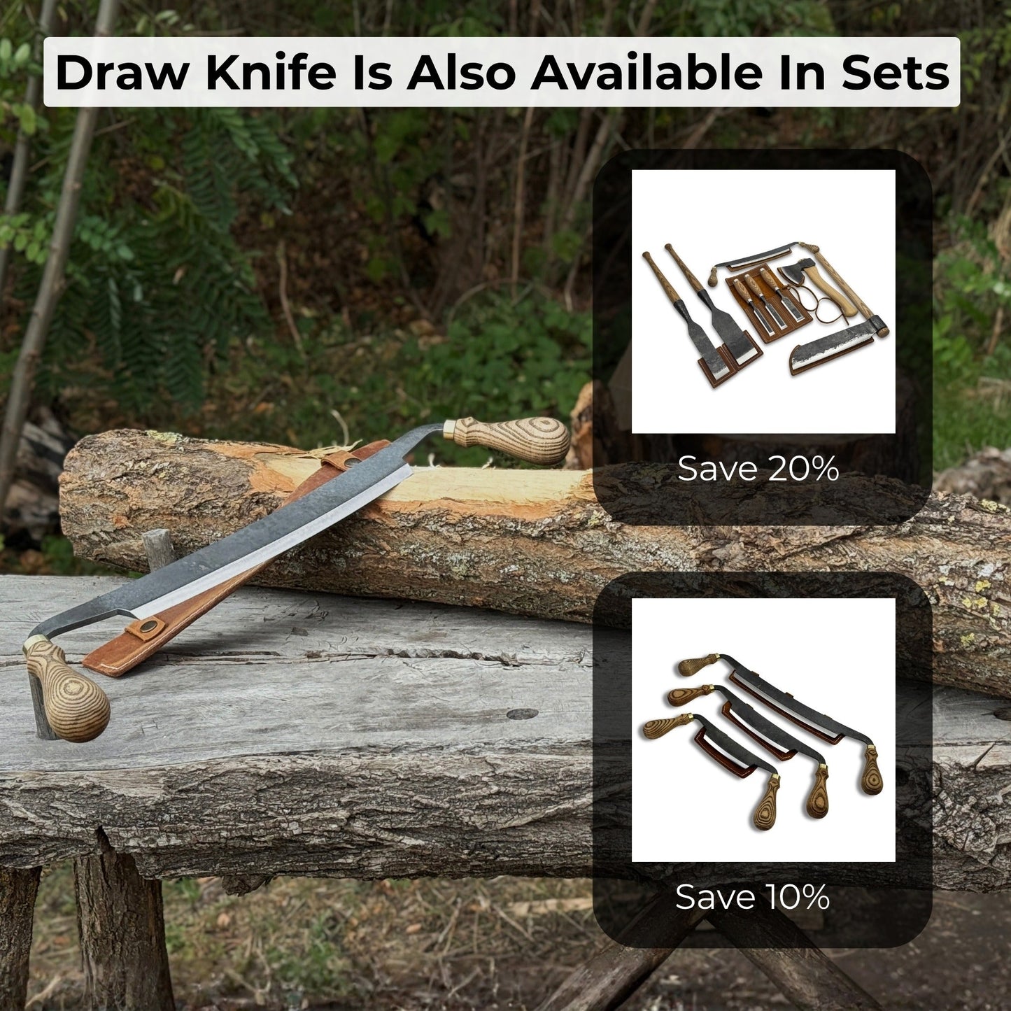 Curved Draw Knife (Push/Pull Shave), 25.5 cm (10 inch) Cutting Edge