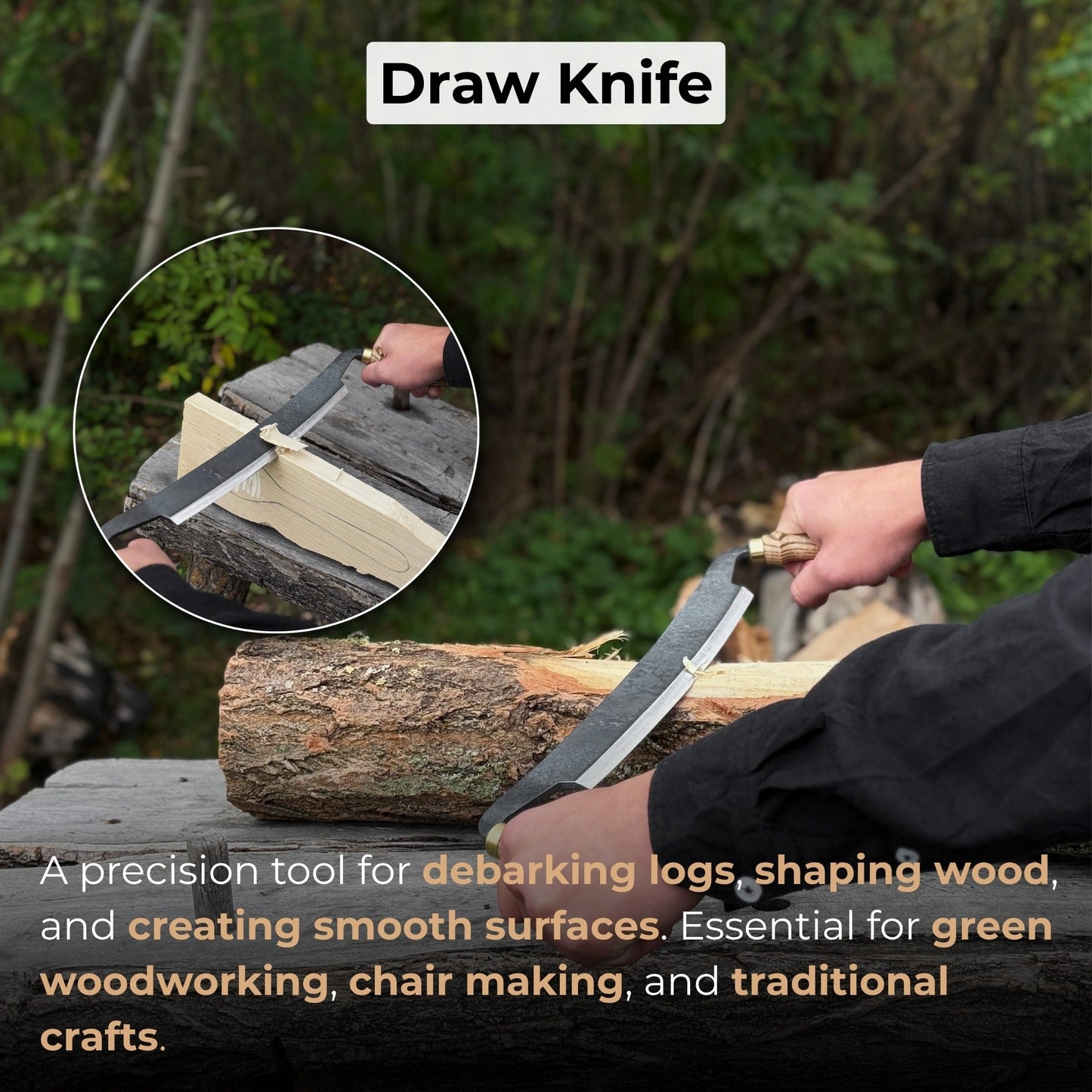 Curved Draw Knife (Push/Pull Shave), 25.5 cm (10 inch) Cutting Edge