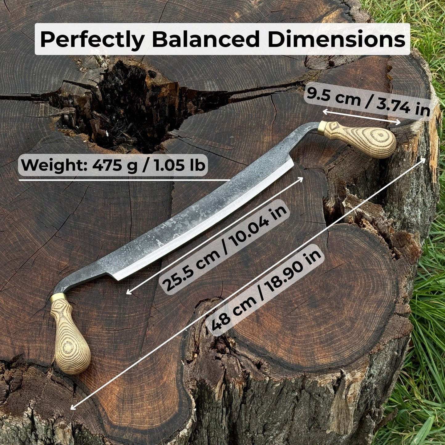 Curved Draw Knife (Push/Pull Shave), 25.5 cm (10 inch) Cutting Edge