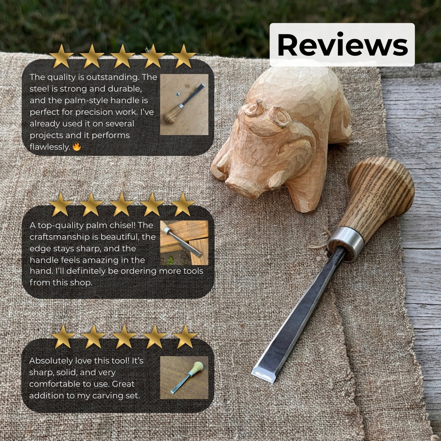 Detail Carving Chisel with Palm Handle, 10 mm (0.39 inches)