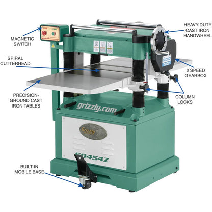 Grizzly G0454Z - 20" 5 HP Planer w/ Spiral Cutterhead