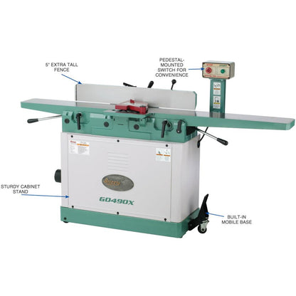 Grizzly G0490X - 8" x 76" Jointer with Parallelogram Beds and Spiral Cutterhead