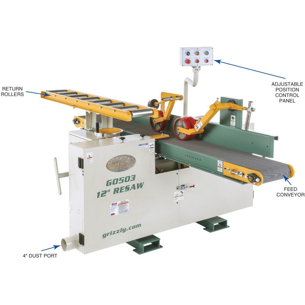 Grizzly G0503 - 12" 20 HP Horizontal Resaw Bandsaw