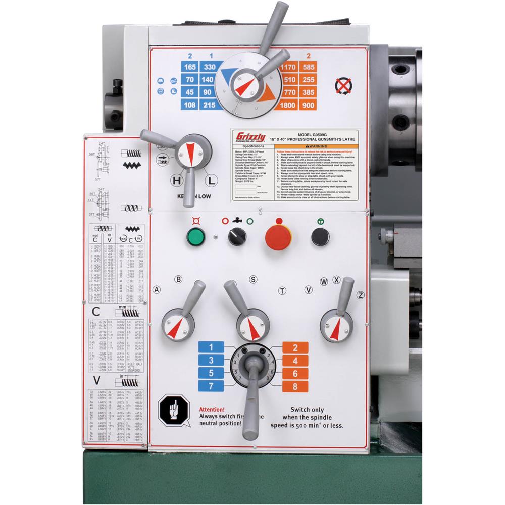 Grizzly G0509G - 16" x 40" 3-Phase Gunsmithing Metal Lathe