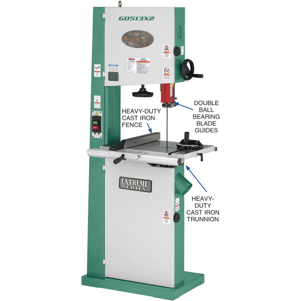 Grizzly G0513X2 - 17" 2 HP Bandsaw w/ Cast-Iron Trunnion
