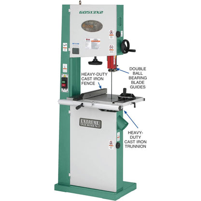 Grizzly G0513X2 - 17" 2 HP Bandsaw w/ Cast-Iron Trunnion