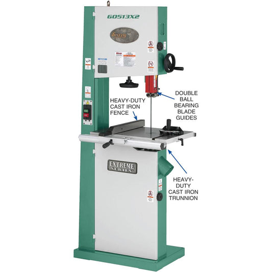 Grizzly G0513X2 - 17" 2 HP Bandsaw w/ Cast-Iron Trunnion