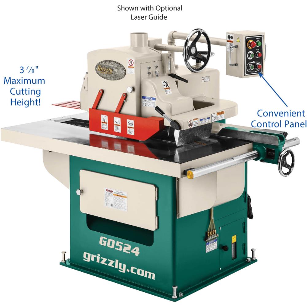 Grizzly G0524 - 15 HP 3-Phase Straight-Line Rip Saw