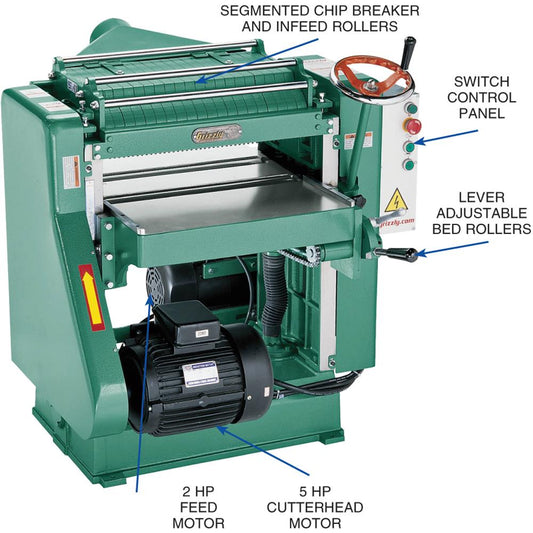Grizzly G0544 - 20" 5 HP Spiral Cutterhead Planer