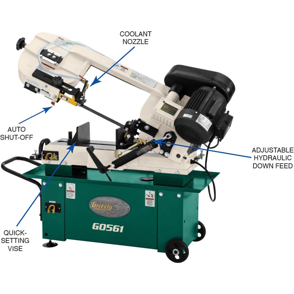 Grizzly G0561 - 7" x 12" 1 HP Horizontal Metal Cutting Bandsaw