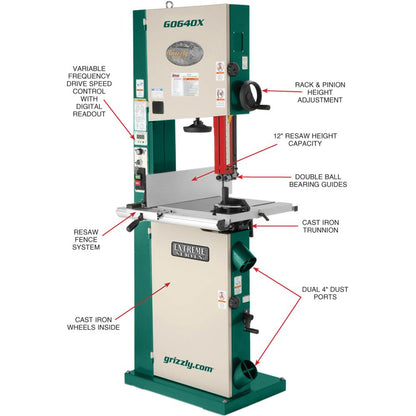 Grizzly G0640X - 17" 2 HP Metal/Wood Bandsaw w/Inverter Motor