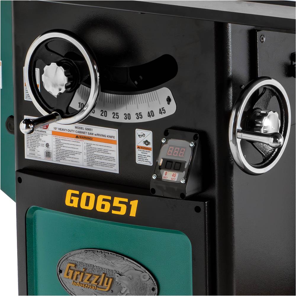 Grizzly G0651 - 10" 3 HP 220V Heavy Duty Cabinet Table Saw