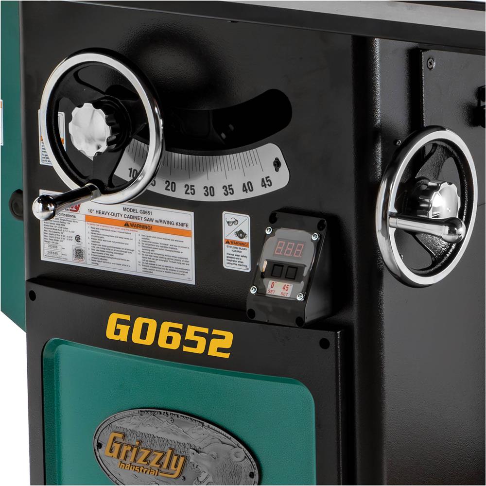 Grizzly G0652 - 10" 5 HP 3-Phase Heavy-Duty Cabinet Table Saw