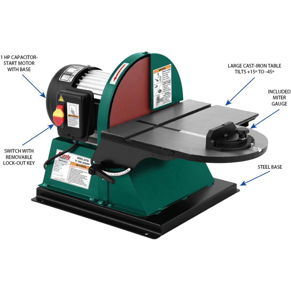 Grizzly G0702 - 12" Disc Sander w/ Brake