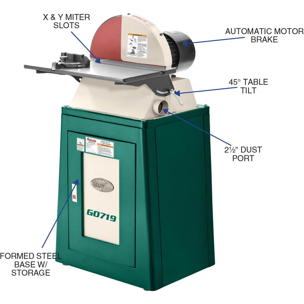 Grizzly G0719 - 15" Disc Sander with Electronic Brake