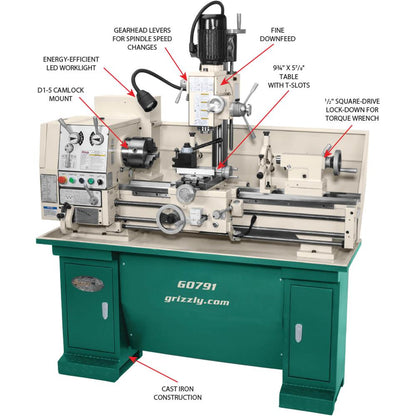 Grizzly G0791 - 12" x 36" Combination Gunsmithing Lathe/Mill